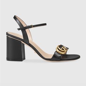 Gucci Leather Mid Heel Sandal